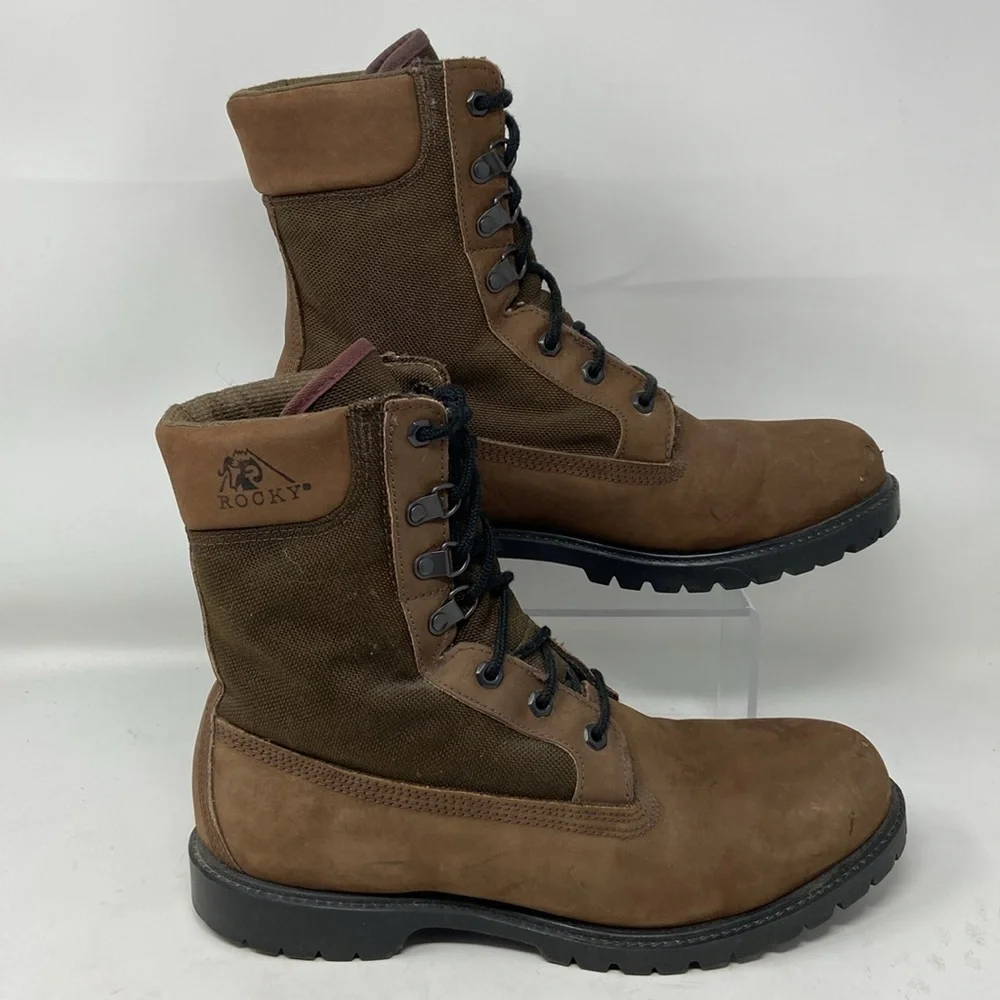 Rocky Men's RB 725 Brown Leather Mesh Thinsulate Army Combat Boots Size 10 MW